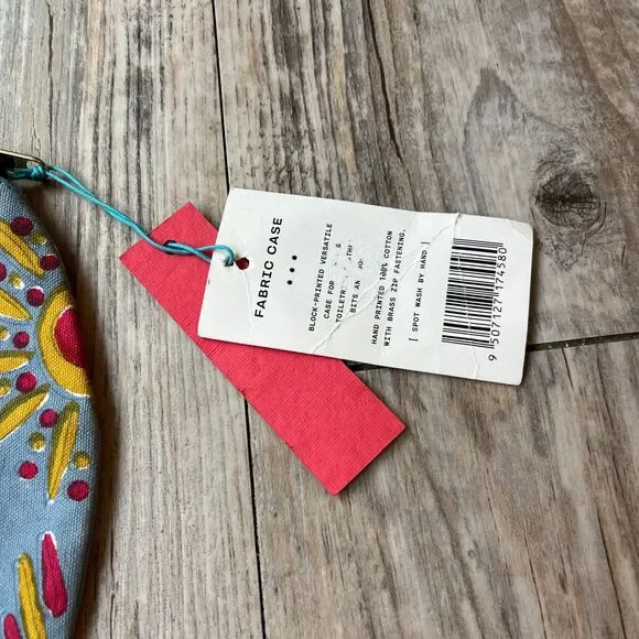 East End Press Elephant Fabric Case Hand Printed Sewn Artistic Pouch Bright - Picture 4 of 6